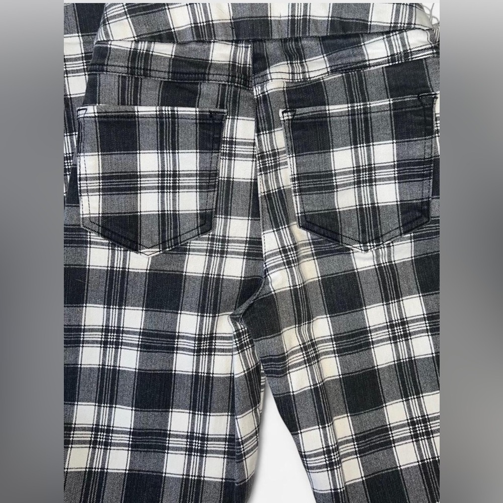 Forever 21 Women's Black and White Plaid Flare Jeans - Picture 2 of 7